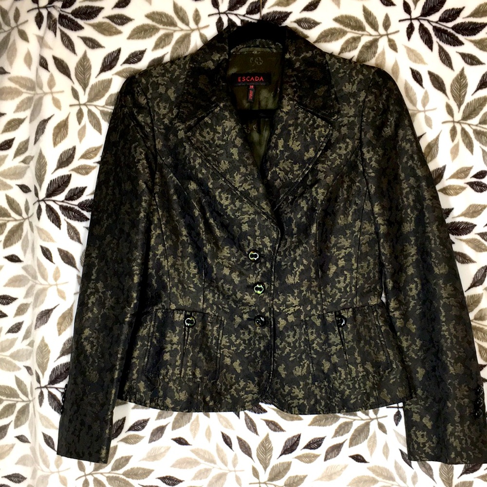 New 38 Escada Camo Jacket 8 Tan Brown